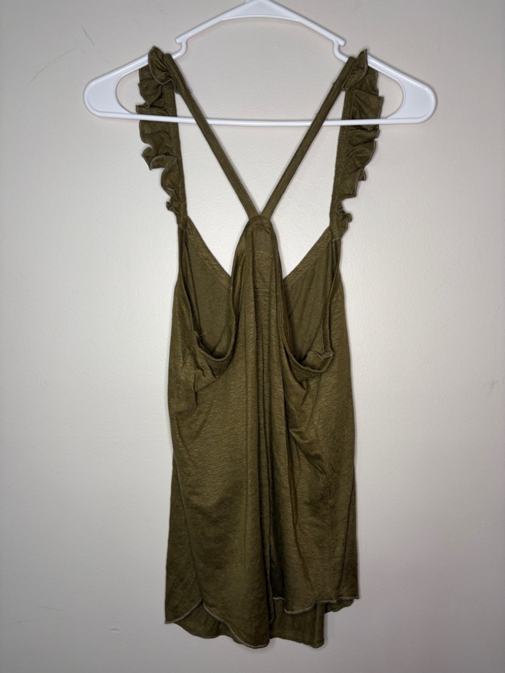 Chaser Olive Ruffle-Strap Tank Top - Picture 4 of 4